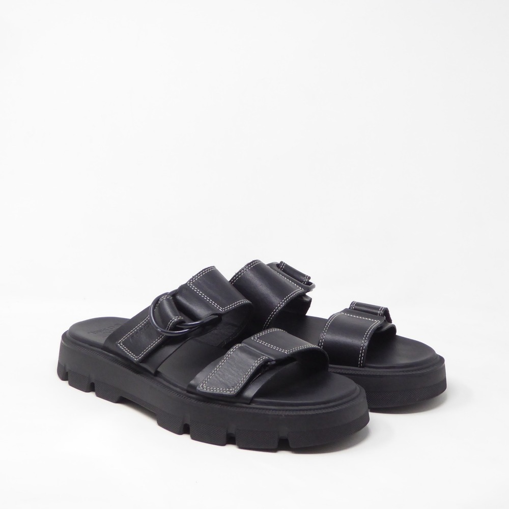 Sorel Womens Rein CB Buckle Slide Sandals Black Leather NL5223-010 Size 10